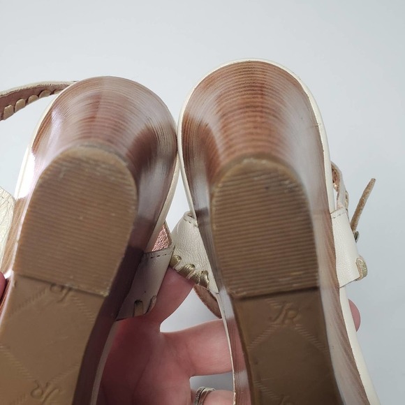 Jack Rogers Clare Wedge Sandal 10‎ Bone Ivory Gold Ankle Strap - Picture 8 of 10